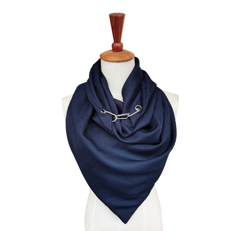 Echarpe kæde smykker halskæde massiv silke kvinder tørklæde kvindelige foulard vikler bløde poncho sjaler: Marine blå
