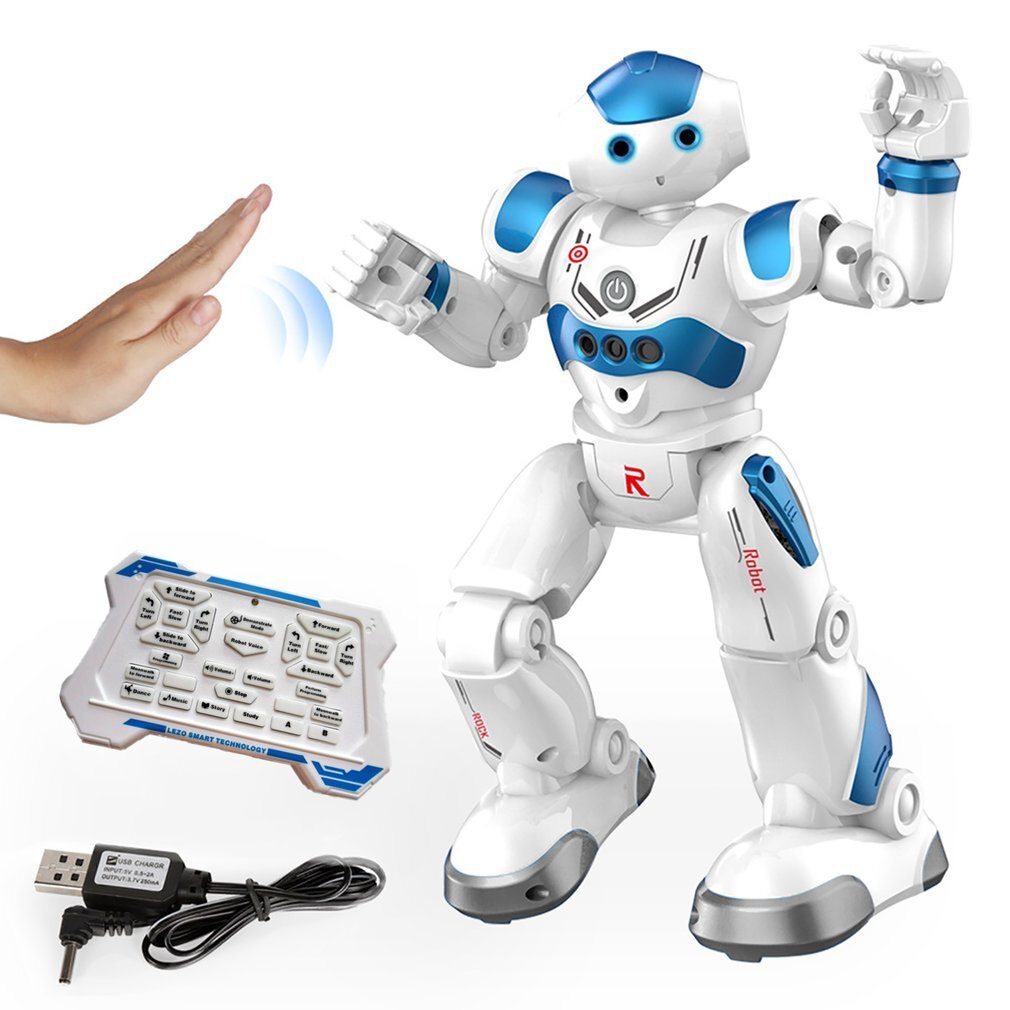 Intelligent Remote Control Robot For Early Education 500mah With Battery For Boys Usb Charging Children's Educational Toys: BLUE