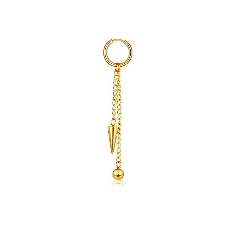 Pendientes de aro con bisagras para hombre, aretes colgantes de acero inoxidable, aretes colgantes de cadena larga con pluma L, 1 pieza: Rojo óxido