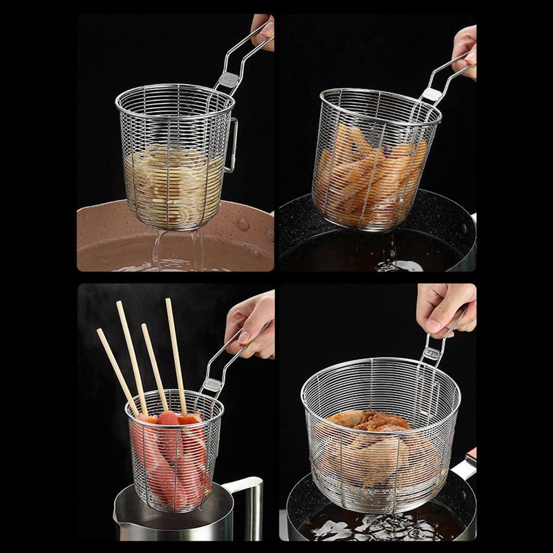 Basket Fry Frying Strainer Baskets Steel French Stainless Chip Fries Food Round Fryer Wire Mesh Deep Fried For Spoon Serving