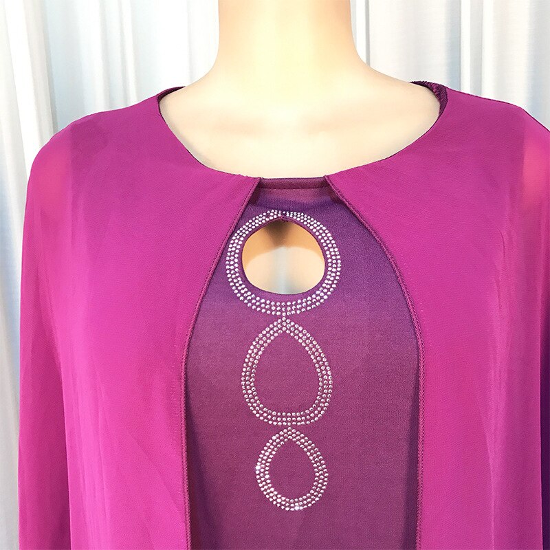 Sommer afrikanske kvinder lilla farve plus size kjole l -3xl