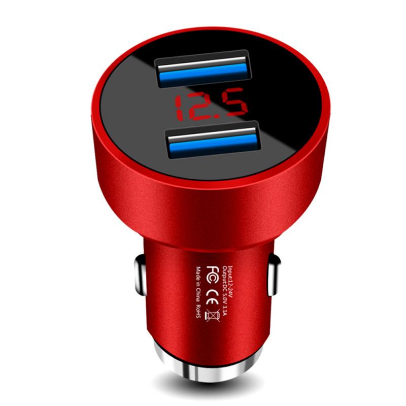 Cargador de coche USB Dual QC 3,0, adaptador de 2 puertos 3.1A, encendedor de cigarrillos, voltímetro LED, cargadores de teléfono móvil: red