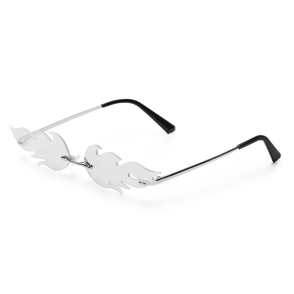 Zonnebril streetwear vleermuisvorm zonnebril dames randloos true film lens  uv400 heren retro vuur vlam: 06