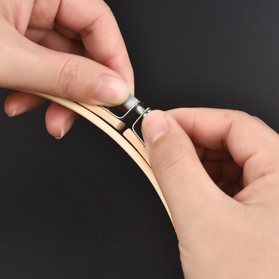 Juego de marco de aros de bordado de madera de 10-30cm, anillos de aro de bordado de bambú para manualidades con aguja de punto de cruz DIY