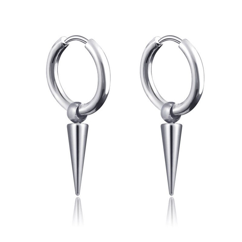 Mode Klinknagel Taper Rvs Earring Voor Vrouwen Mens Classic Punk Stud Oor Sieraden 2 Stuks: A stud silver