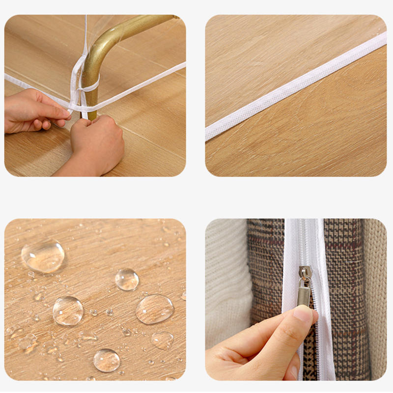 Clothes Hanger Dust Cover Bedroom Drying Rack Dust Cover Cloth Translucent Coat Suit Storage Bag Dormitory Supplies