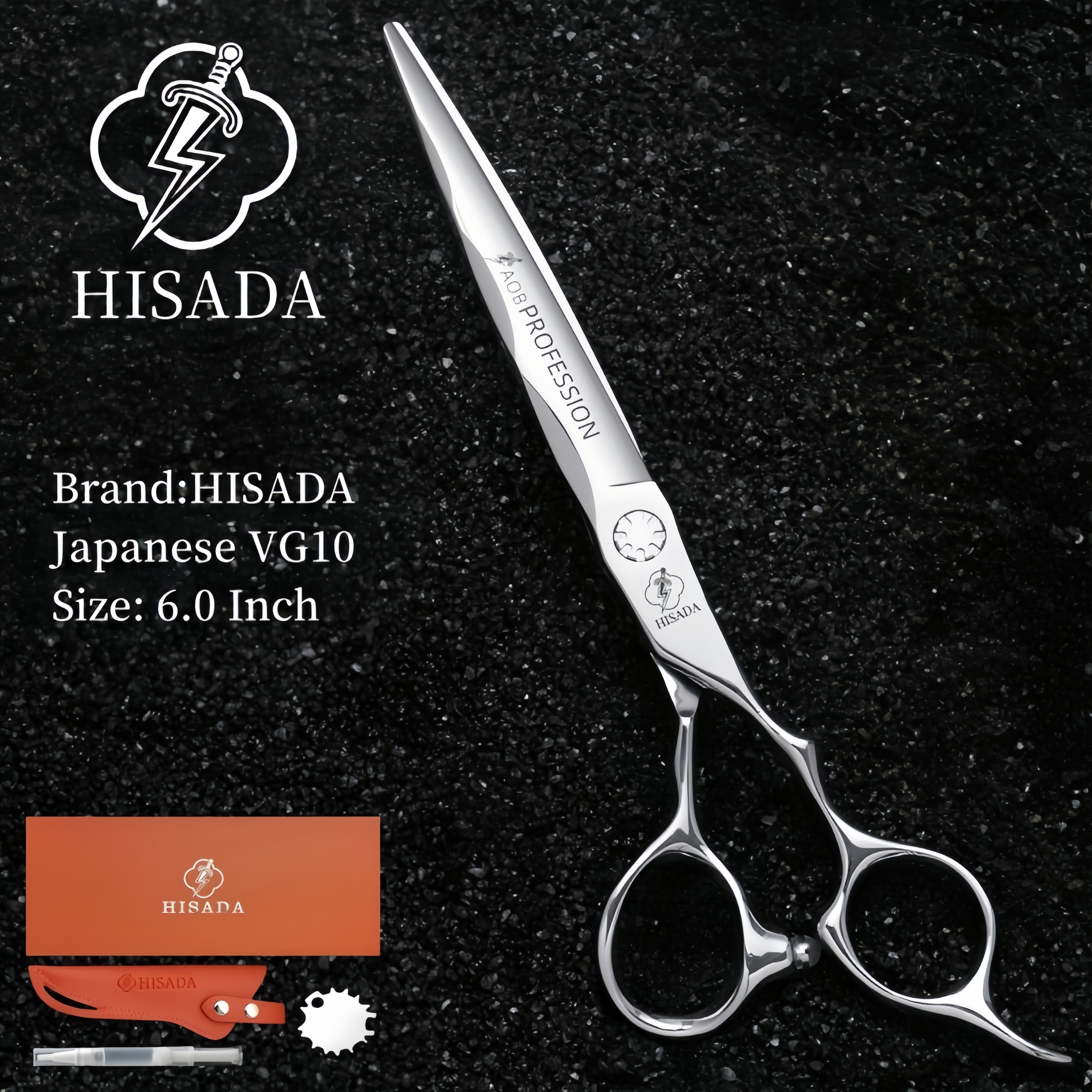HISADA kappersschaar Japanse handgemaakte VG10 materiaal schaar 6.0/6.5/7.0 inch schaar professionele kappersschaar: Clear
