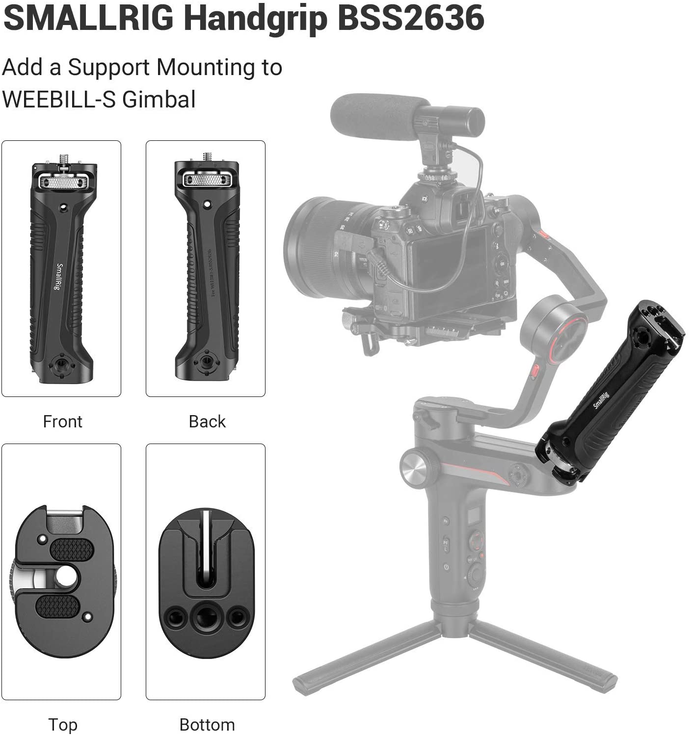 Smallrig Weebill S Handgreep Voor Zhiyun-Tech WEEBILL-S Gimbal W/1/4 3/8 Voor Scharnierende Magic Arm Microfoon Diy opties 2636