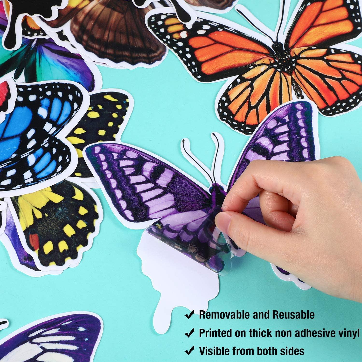 20 stk butterfly vindue klistermærker anti-kollision vindue klæber mærkater genanvendelige farvet glas vindue film væg klistermærker 3d klistermærke