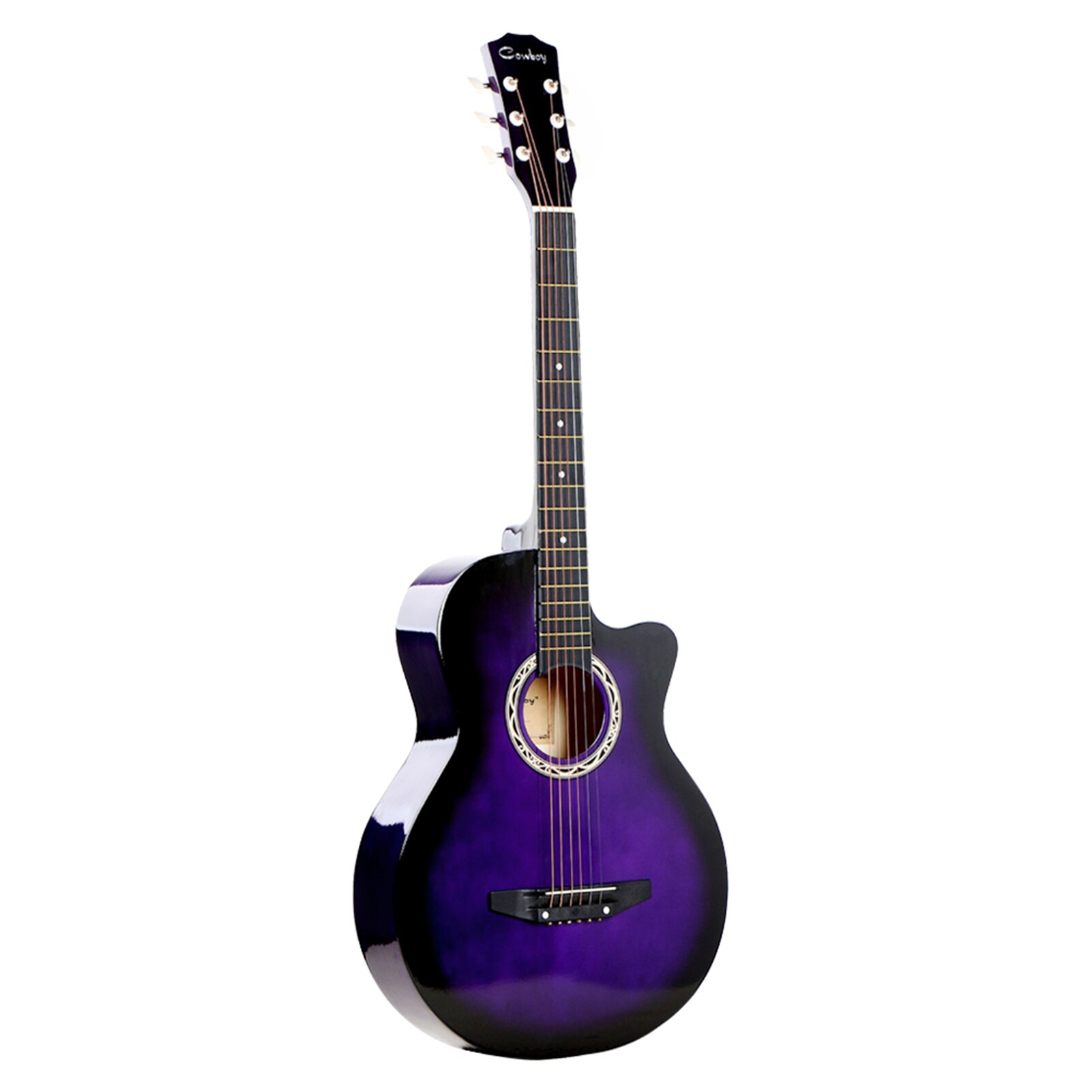 Guitar 38" Guitar Guitarra 38 inches Acoustic Folk Guitar Basswood 6-String Guitar for Student Beginner Black: purple