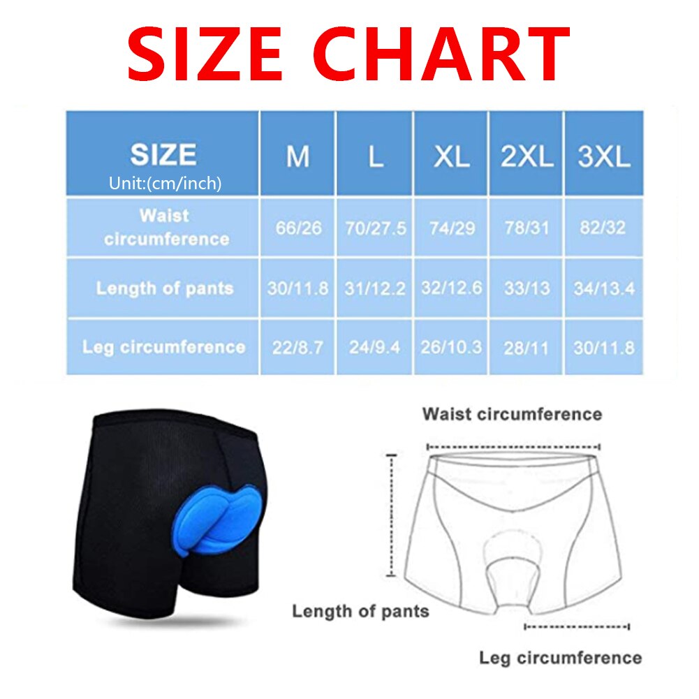 Sous-short de cyclisme pour hommes, sous-vêtement de vélo rembourré 3D, short de vélo antidérapant respirant adsorbant pour hommes noir
