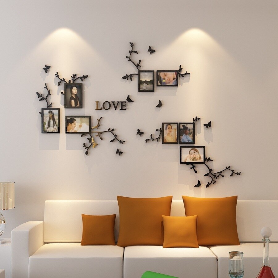 Letras de amor 3d acrílico adesivos parede molduras adesivo diy parede decora poster foto da família pendurado sala estar decoração casa