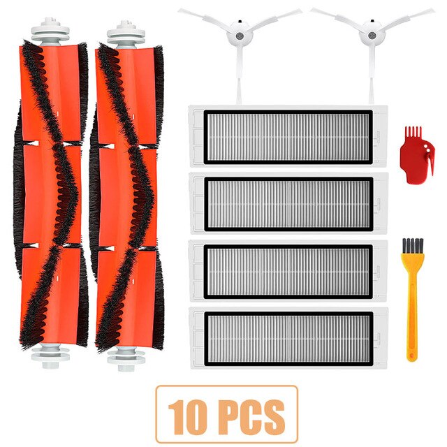 Kits d'accessoires pour xiaomi Roborock S50 S51 E25 S5 E20 C10 Roborock Robot pièces d'aspirateur filtre brosse latérale rouleau brosse: Jaune clair