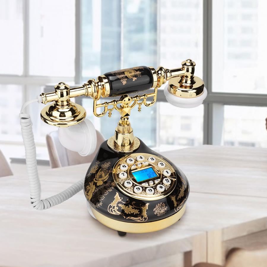 MS-9107 Ceramic Black Gold Flower Pattern Antique Telephone Home Decor Desk Phone cordless phone