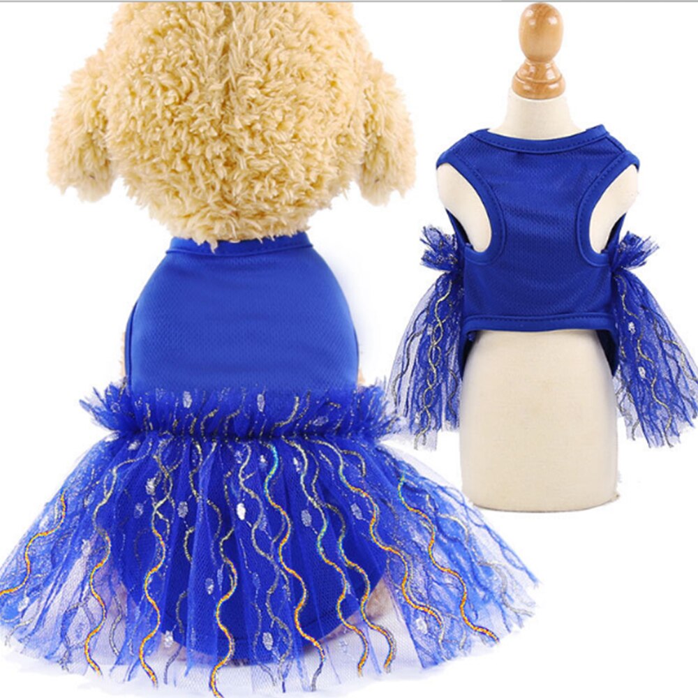 Multi-Size Huisdier Schattige Prinses Jurk Voor Kleine Hond Kat Honden Tutu Jurk Lace Party Dress Rode Hond Ademend kleding Voor Jaar: Blauw / M