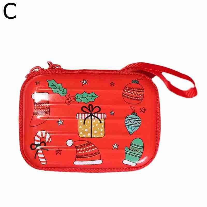 1pc Cartoon Tinplate Xmas Candy Bag Square Round Christmas Candy Bag Purse Year Navidad Tinplate Square Xmas Candy Bag: 15