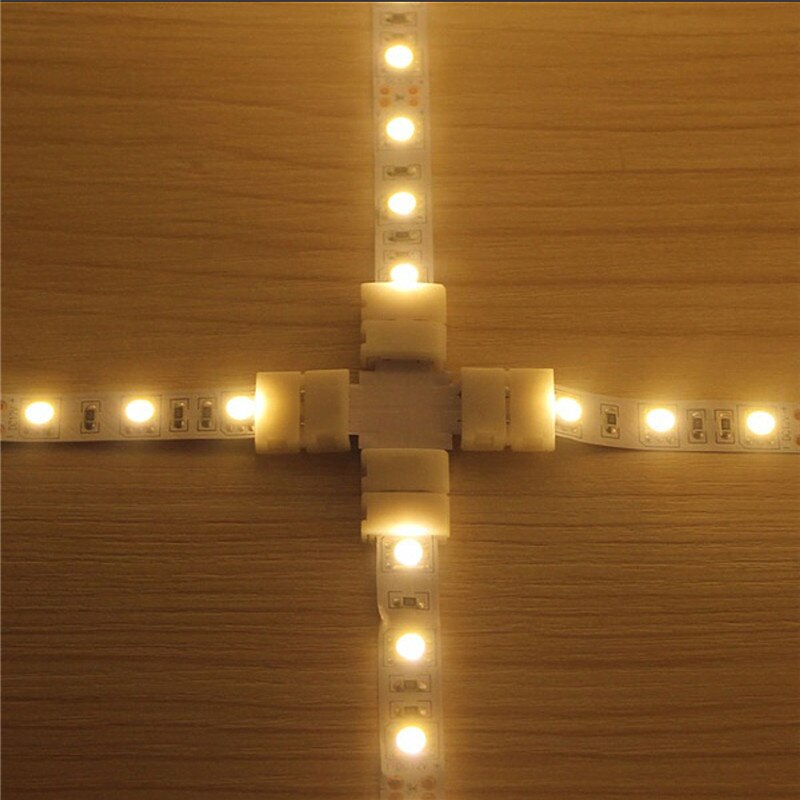 10pcs/lot led strip Connector 2Pin 4pin 8mm 10mm Quick Splitter Right Angle Corner Connector for 5050/3528 RGB LED Strip light