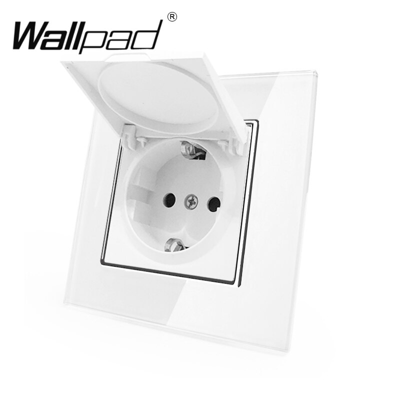 EU standard Francese Presa con Artigli Wallpad Pannello Di Vetro Bianco Schuko Francese A Parete in Stile UE Spina Presa di Corrente Presa di Corrente con il gancio: EU Socket con copertina / bianca colore Product