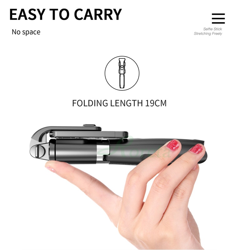 Roreta Draadloze Bluetooth Selfie Stick Opvouwbare Handheld Monopod 3 In 1 Universele Uitschuifbare Statief Met Afstandsbediening Sluiter Knop