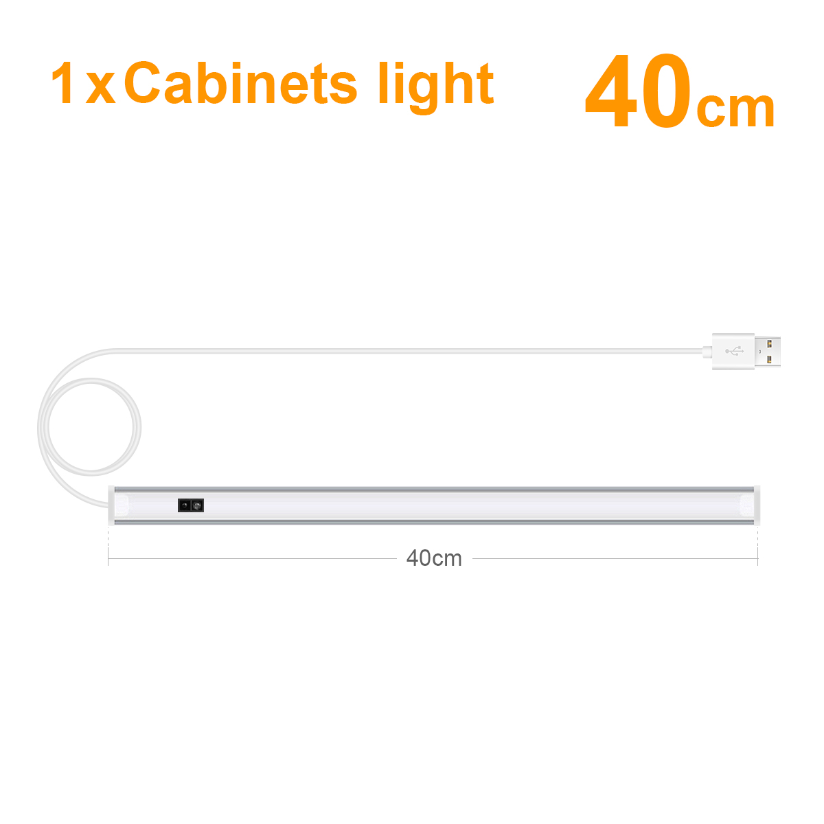 Led-ljusramp i aluminium för köksskåp, beröringsfri rörelsesensorlampa för skåpbänkskiva: Varm vit / Ljusgrön