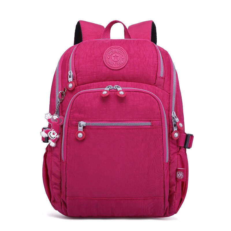 TEGAOTE-Mochila escolar para mujer, bolsos para adolescente, antirrobo, para portátil, impermeable: purple red