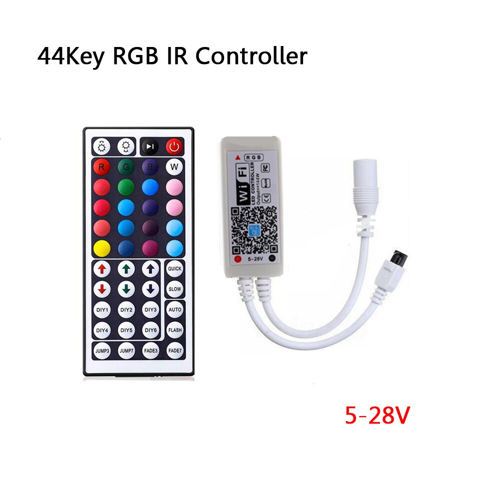 Contrôleur vocal USB intelligent WiFi LED contrôleur RGBW RGB cct Pixel bande Alexa Google maison musique minuterie Bluetooth DC5V 12V 24V 28V: 44key IR RGB Wifi