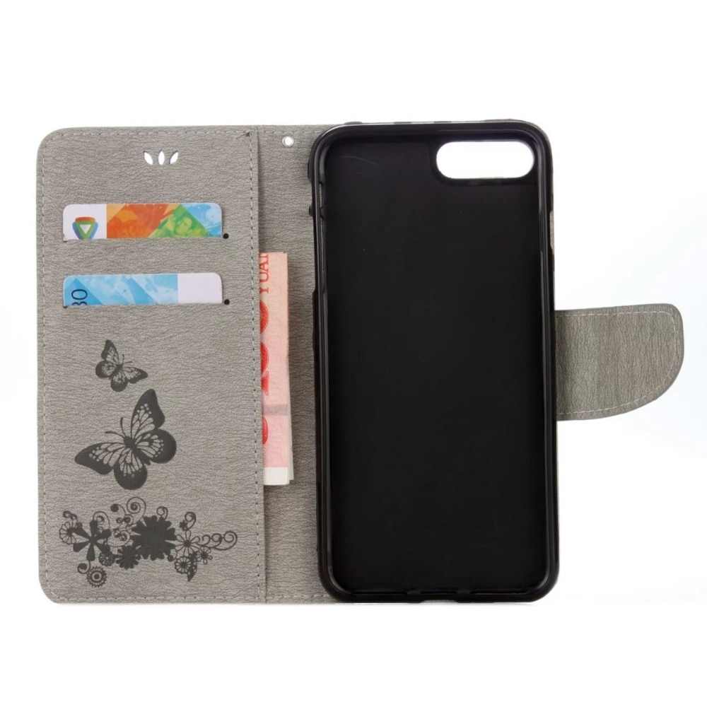 En relieve de cuero flip case para iphone6 6 s plus butteryfly retrocede plus funda cartera de cubierta para iphone7 7 5S sí mt cajas del teléfono