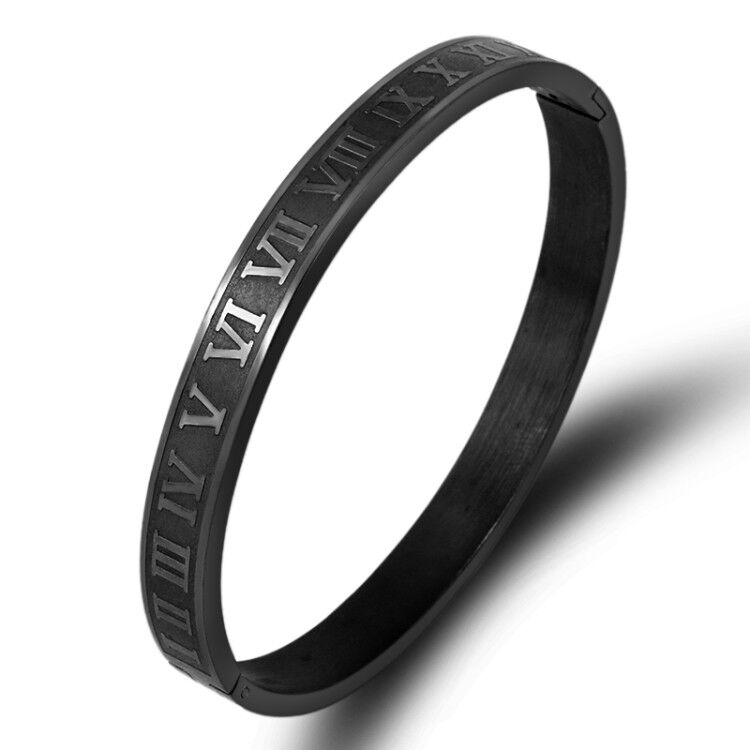 Królewskie cyfry rzymskie bransoletki i bransolety bransoletka kochanka bransoletka męska dla mężczyzn bransoleta ze stali nierdzewnej prostokąt Pulseira: style 1 black