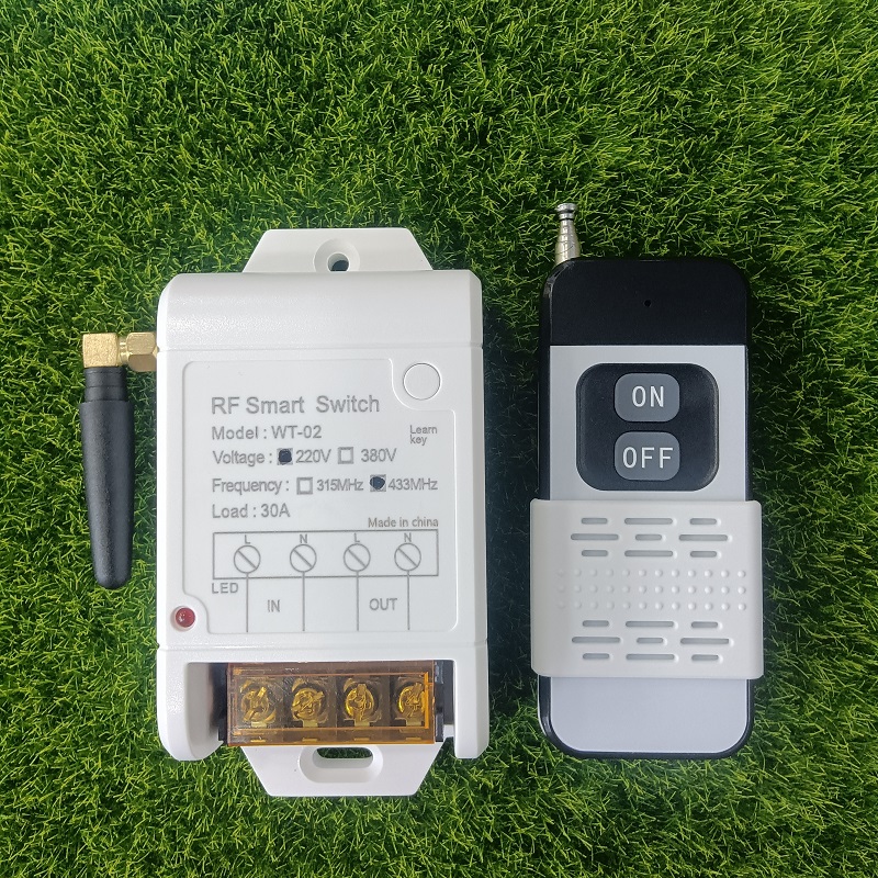 500m Industrial AC 220V 380V 1CH 30A Wireless Remote Control Switch Receiver + Transmitter For Water Pump LED Light Garage Door: black