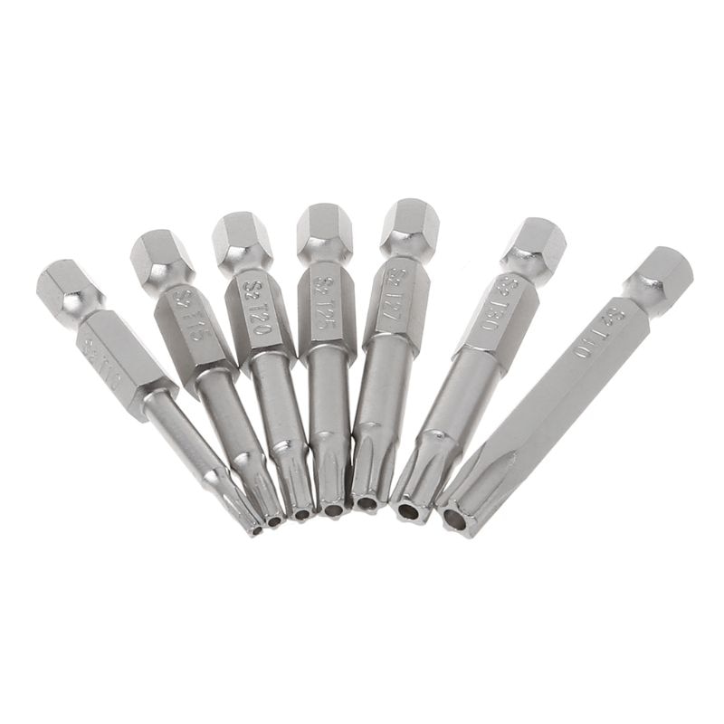 7 stk stjernebor skruetrækker magnetisk 1/4 &quot; håndværktøj med sekskantet skaft femtakket stjerneboring  t10-t40