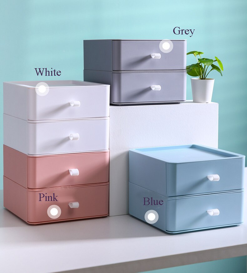 Desktop Stackable Organizer Drawer Office Accessories Storage Box Makeup Organizing Container Masks Lipsticks Bathroom Storage
