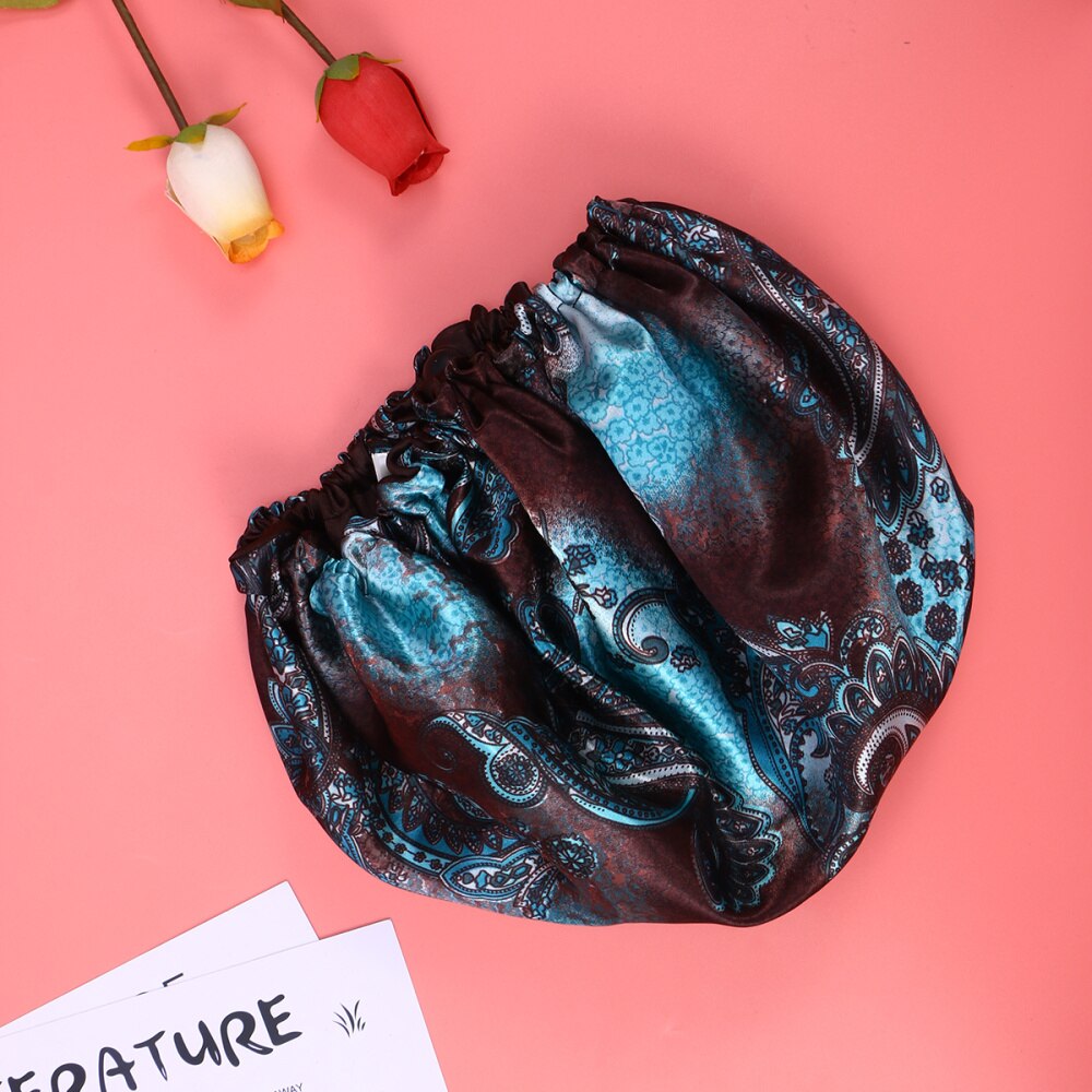 Large Sleep Cap Night Bonnet Double Layered Lace Elastic Nightcap Satin Sleeping Cap Hair Loss Caps Chemotherapy Hats Beanie Cap