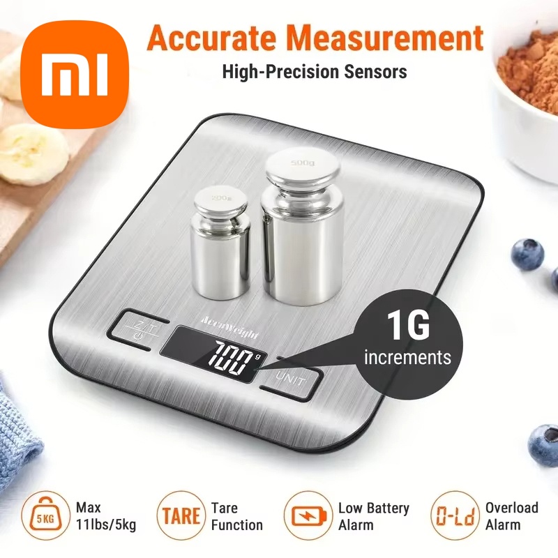 Báscula Digital de cocina Xiaomi de 5/10KG, báscula medidora de cocina portátil de acero inoxidable, báscula Digital LED para joyería y hornear