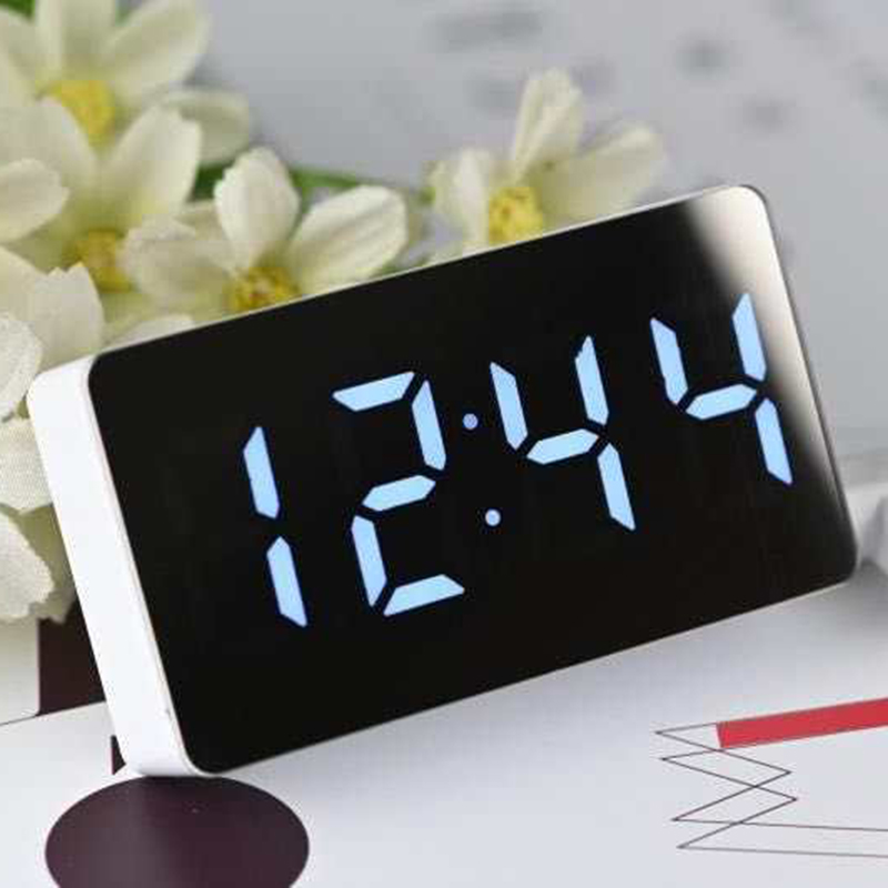 Affichage réveil moderne en plastique | Table multifonction Portable, bureau, décoration de la maison: White