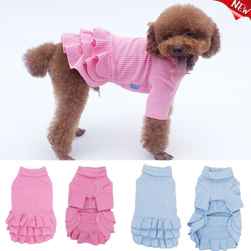 Herfst Winter Coltrui Huisdier Rok Schattige Puppy Hond Jurk Kat Trui Effen Kleur Gestreepte Hond Trouwjurk Voor Kleine Hond kleding