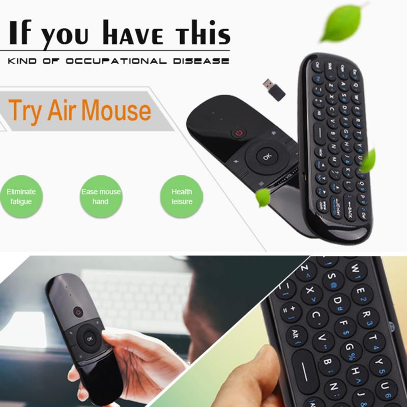 Wechip W1 teclado inalámbrico Air Mouse TV Control remoto infrarrojo aprendizaje 6-Axis detección de movimiento para Android TV Box Laptop PC