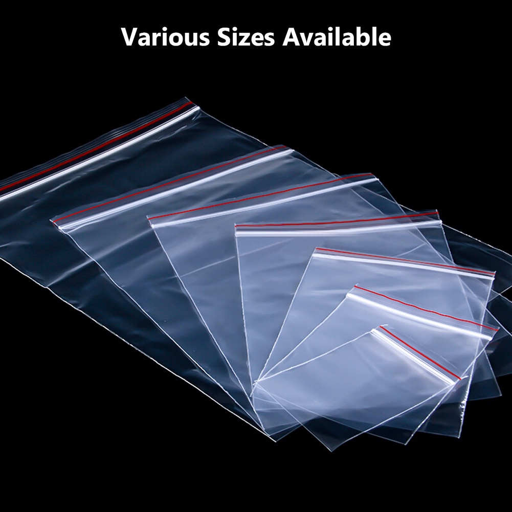 100pcs/pack Jewelry Zip Lock Zip Zipped Lock Reclosable Plastic Poly Clear Bags Clear Packing Storage Bags Closure pockets