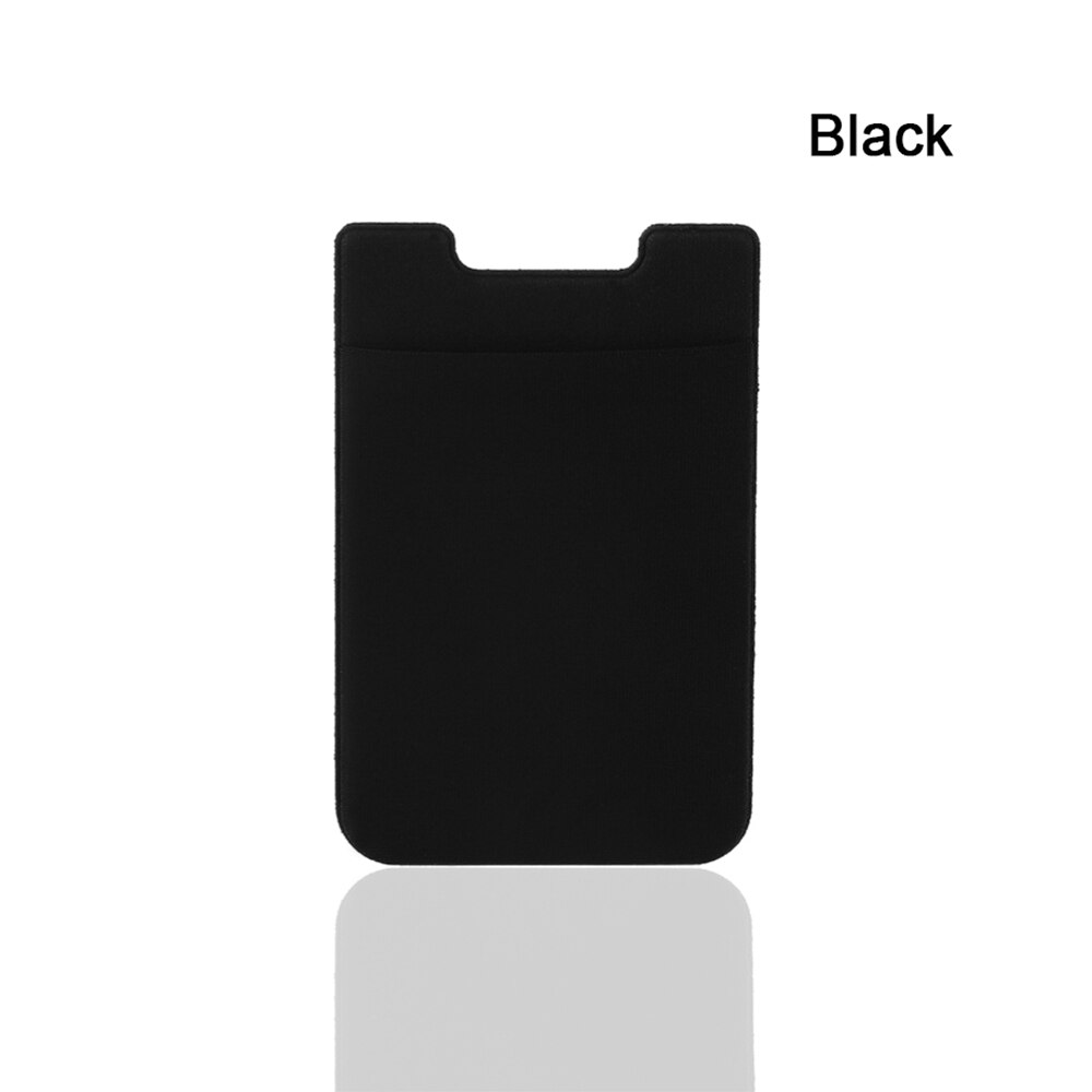 Universal auto-adhesivo elástico teléfono móvil cartera funda Stick On crédito ID tarjeta titular bolsillo autoadhesivo pegatina CardSleeve: black