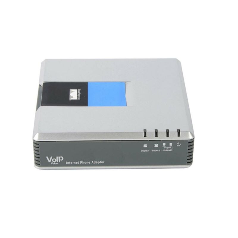 1 Juego de VOIP Gateway, 2 puertos, protocolo SIP V2, Internet, adaptador de voz de teléfono con Cable de red para Linksys PAP2T AU/EU/US/UK Plug