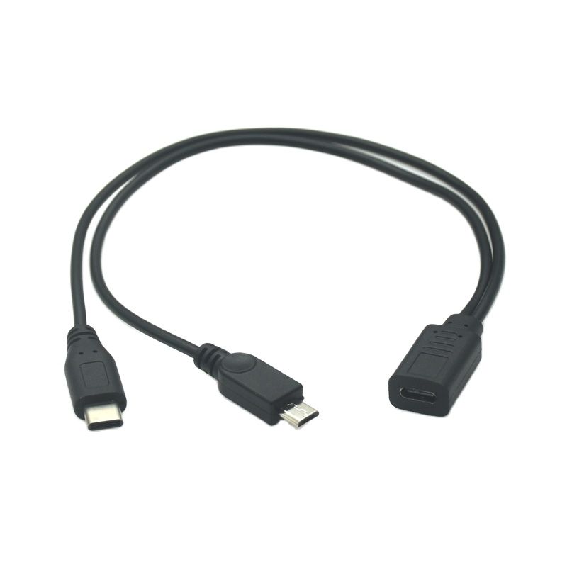 Type-c USB 3.1 / Micro USB 1 Female to Micro/Mini USB Type-c Type B Male Y Splitter Charge Extension Date Splitter Adapter Cable