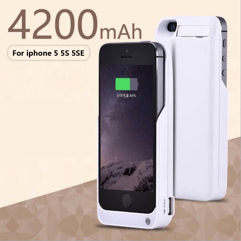 4200mAh Externe Batterie abdeckung power bank Fall Für iPhone 5 5s SE Backup Ladegerät Fall bateria externa Telefon batterie Ladegerät Fall: Elfenbein