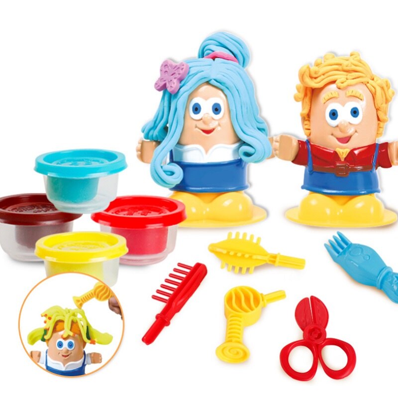 Barn leker degformar frisör barn 3d pedagogisk leksak modellering lera plasticine verktygssats diy frisyr modell