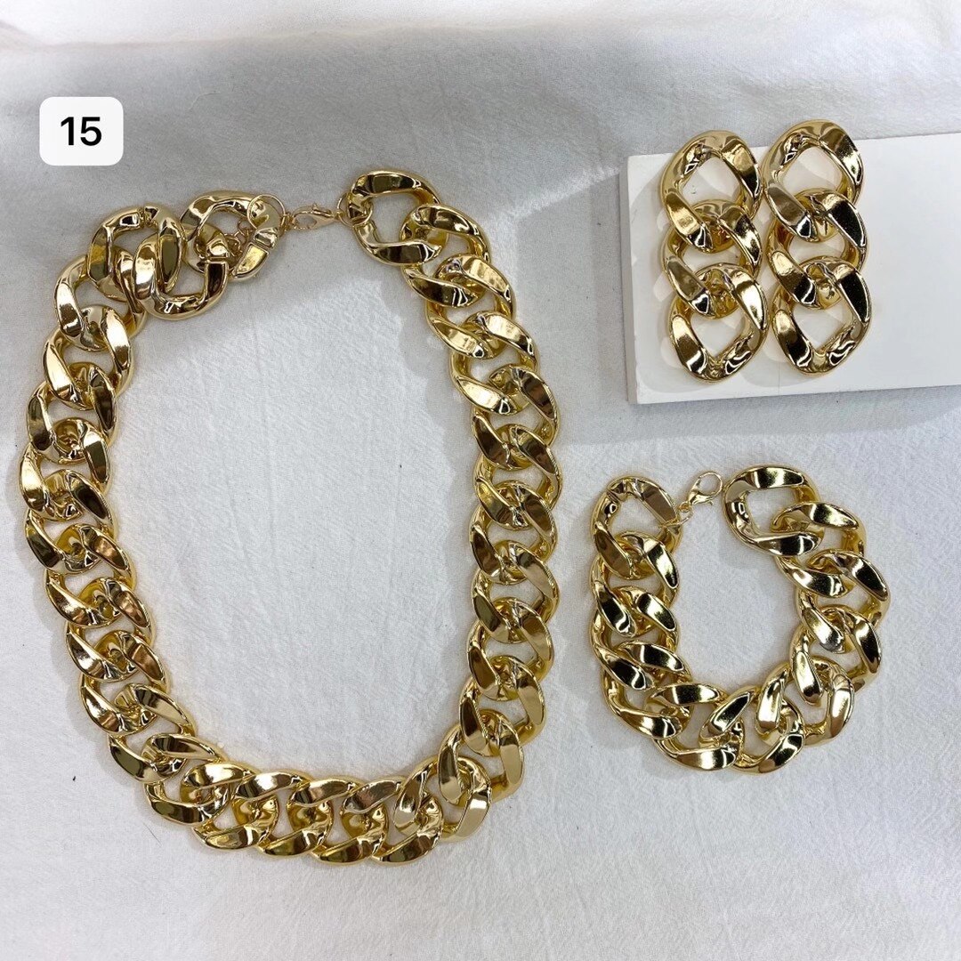 Dames retro gouden dikke kettingset van 3 #39 hiphop punk straatstijl sieraden korte ketting