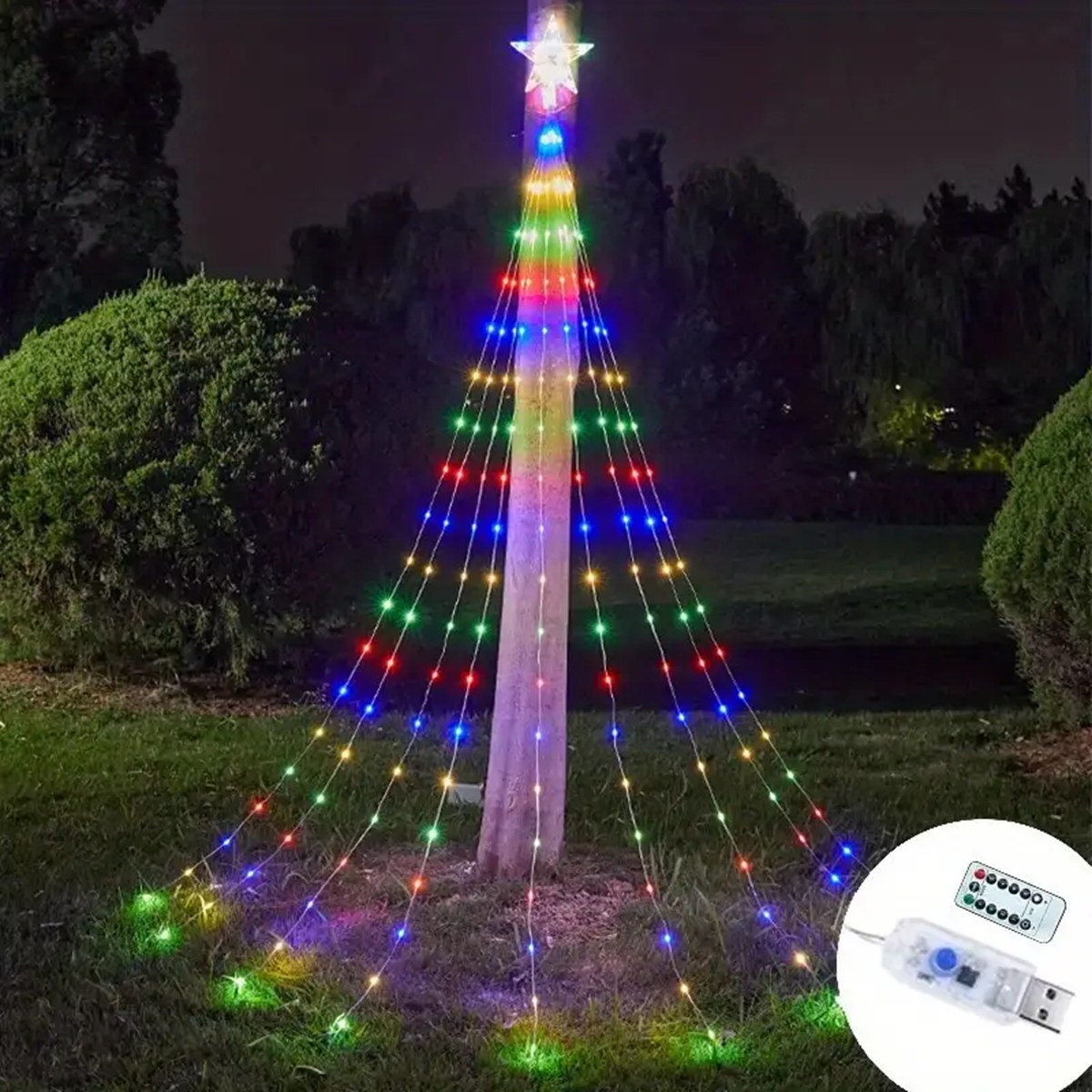 1PC 198 LED Stern Wasserfall Lichter mit 8 Modi USB angetrieben & Fernbedienung Camping Licht drinnen draussen Weihnachten Lichterketten: RGB