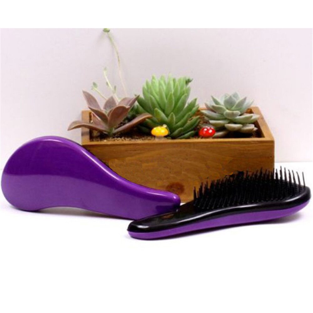 Mango de cepillo mágico antiestático para el pelo peine para desenredar, ducha, electrochapado, peine de masaje, utensilio de peluquería: purple