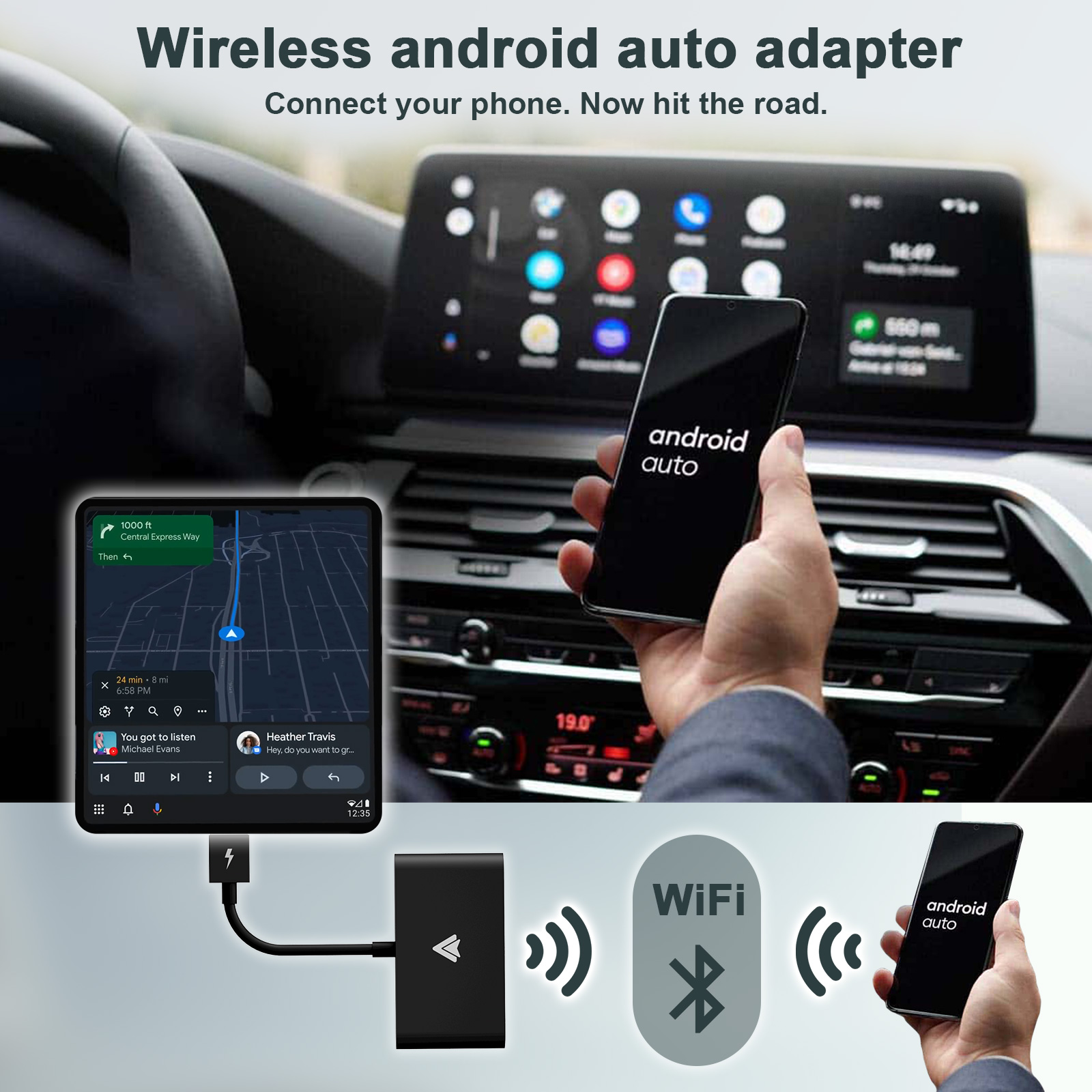 Adaptateur/Dongle sans fil Android Auto, convertisseur filaire vers sans fil pour adaptateur de voiture sans fil d'usine OEM