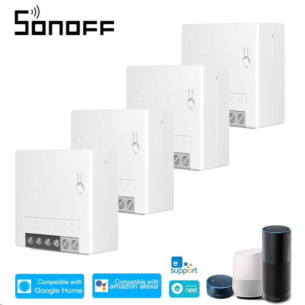 Sonoff Mini R2 Diy Wifi Schakelaar Twee Manier Smart Switch Kleine Body Timer Lichtschakelaar Afstandsbediening Module MINIR2 Voor alexa Google: 4Pcs