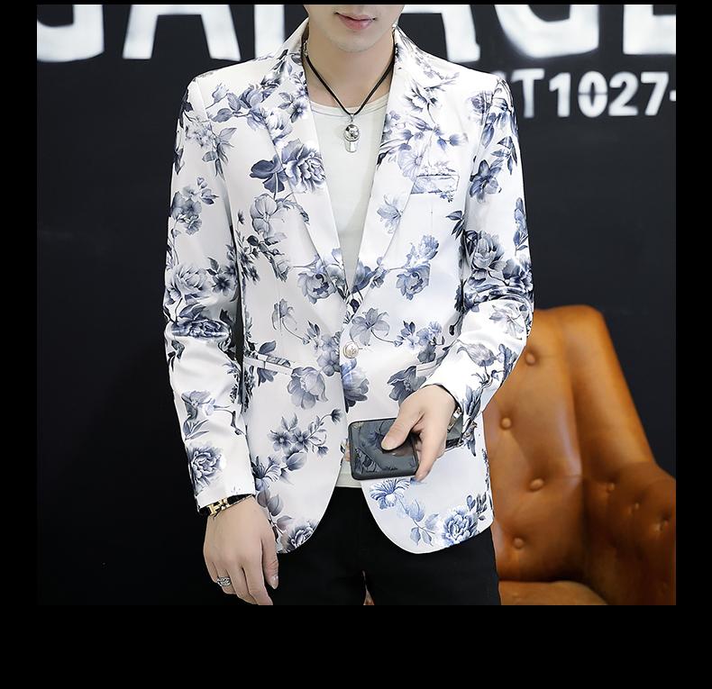Casual Flower Print Mens Suits Tuxedos Male Jacket Blazer Floral Men Blazer designs
