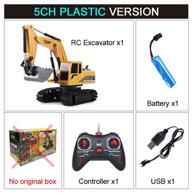 Engineering 2.4Ghz 6 Channel Car 1:24 RC Excavator Toy Alloy And Plastic Excavator 6CH And 5CH RTR For Kids Christmas: 5CH plastic no box