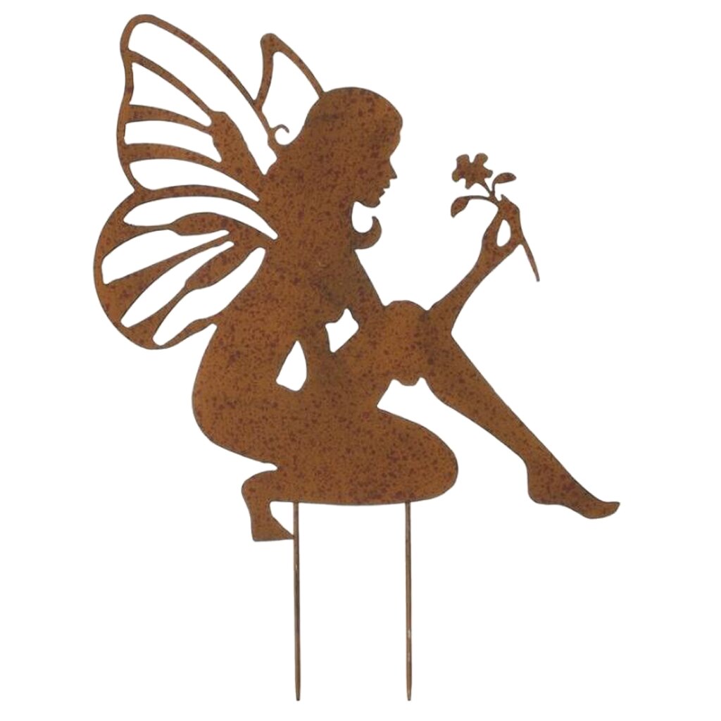 Grote tuinengel / feeënpaal van metaal voor decoratie van het gazon in de buitenlucht